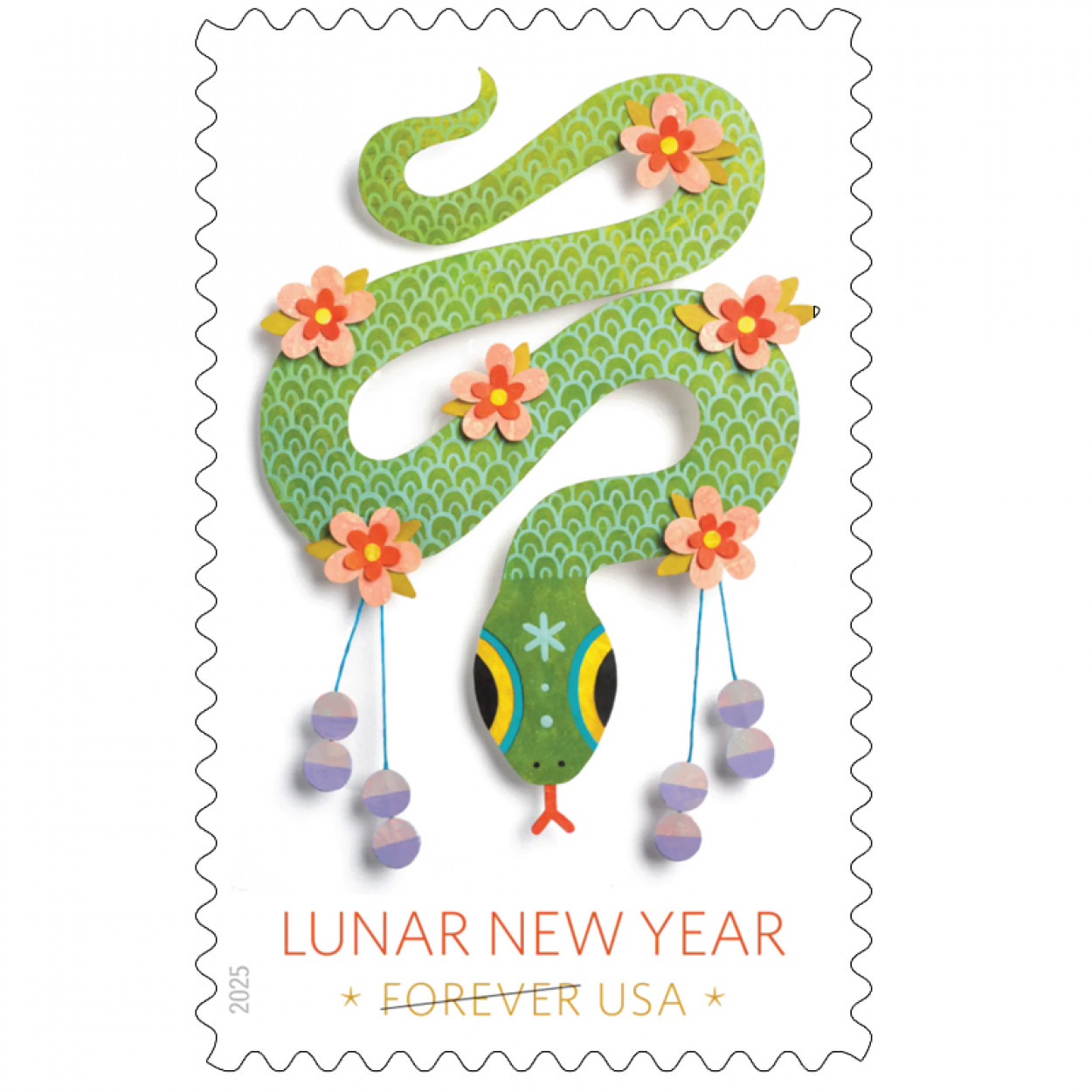 2025 Lunar New Year: Year of the SnakeStamps, Sheet of 20 Forever