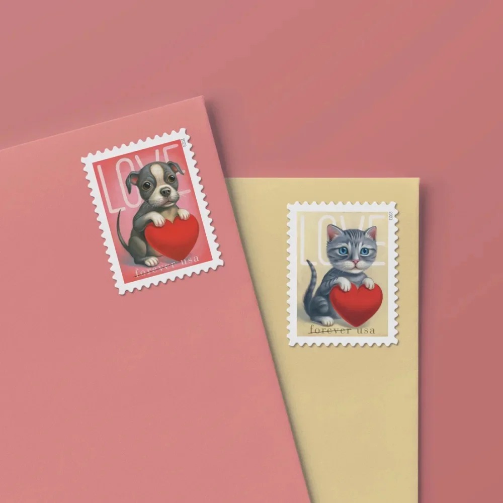 (2023) USPS Cat and Dog Love Forever Stamps